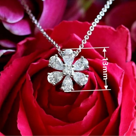 Elegant 925 Silver Cubic Zirconia Necklaces Pendants Women Wedding Jewelry Gift - Picture 2 of 2